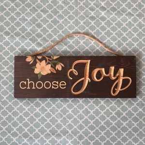 Choose Joy Magnolia Flower Wooden Hanging Sign